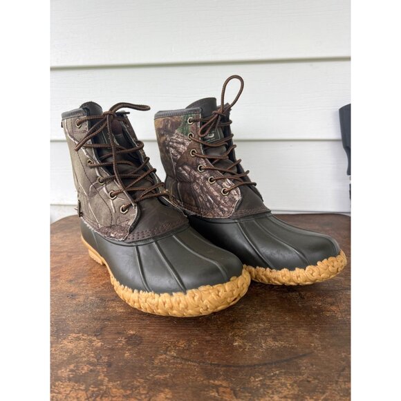 Bass Mens 8M Waterproof Duck Boots Mallard F17 Camo Textile & Rubber Upper - Picture 1 of 7